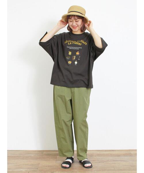 Samansa Mos2（サマンサ モスモス）の「【接触冷感】モチーフプリントTシャツ（Tシャツ/カットソー・レディース・オフホワイト/チャコールグレー/グリーン/ベージュ・F）」の8枚目の写真