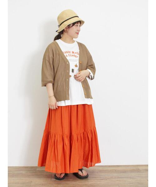 Samansa Mos2（サマンサ モスモス）の「【接触冷感】モチーフプリントTシャツ（Tシャツ/カットソー・レディース・オフホワイト/チャコールグレー/グリーン/ベージュ・F）」の17枚目の写真