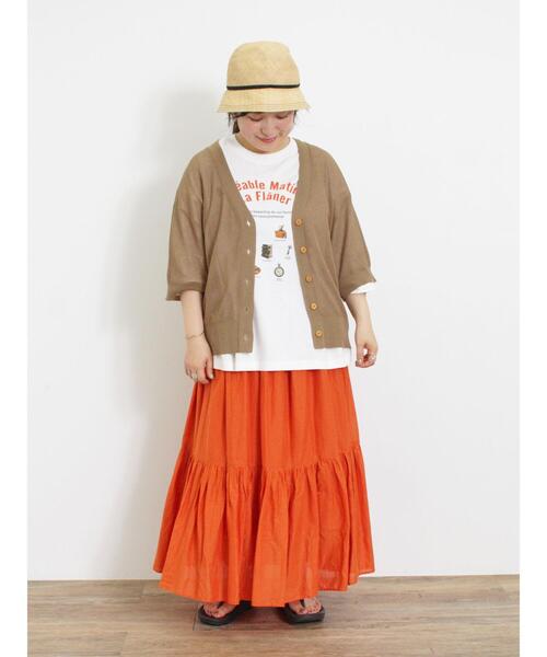 Samansa Mos2（サマンサ モスモス）の「【接触冷感】モチーフプリントTシャツ（Tシャツ/カットソー・レディース・オフホワイト/チャコールグレー/グリーン/ベージュ・F）」の18枚目の写真