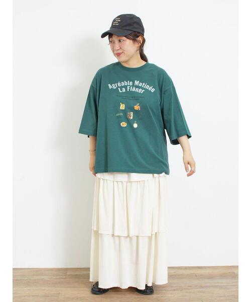 Samansa Mos2（サマンサ モスモス）の「【接触冷感】モチーフプリントTシャツ（Tシャツ/カットソー・レディース・オフホワイト/チャコールグレー/グリーン/ベージュ・F）」の22枚目の写真