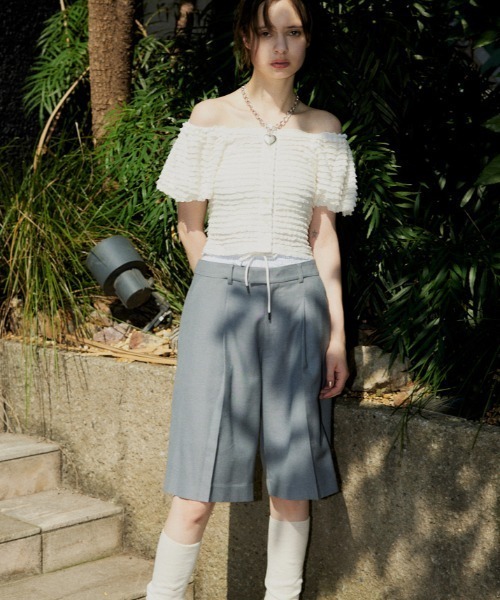 SLY（スライ）の「FRILL PUFF CUT TOPS フリル パフ カット トップス（シャツ/ブラウス・レディース・オフホワイト/ブラック/ライトブルー/ライトグリーン・FREE）」の10枚目の写真