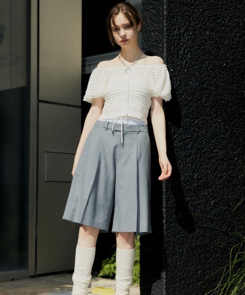 SLY（スライ）の「FRILL PUFF CUT TOPS フリル パフ カット トップス（シャツ/ブラウス・レディース・オフホワイト/ブラック/ライトブルー/ライトグリーン・FREE）」の12枚目の写真