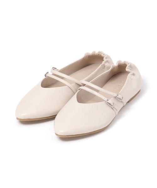 LAKOLE(ラコレ)の「【卒入式/オケージョンにも】ギャザーダブルストラップパンプス / 135005(パンプス・レディース・ブラック/オフホワイト/シルバー・SMALL/MEDIUM/LARGE)」の4枚目の写真