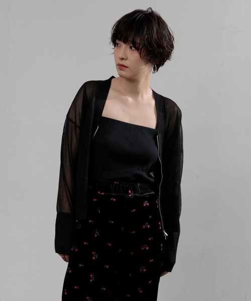 AMERICAN RAG CIE（アメリカンラグシー）の「【ARC】ZIP Vネックカーディガン（カーディガン/ボレロ・レディース・ブラック/イエロー・FREE）」の8枚目の写真