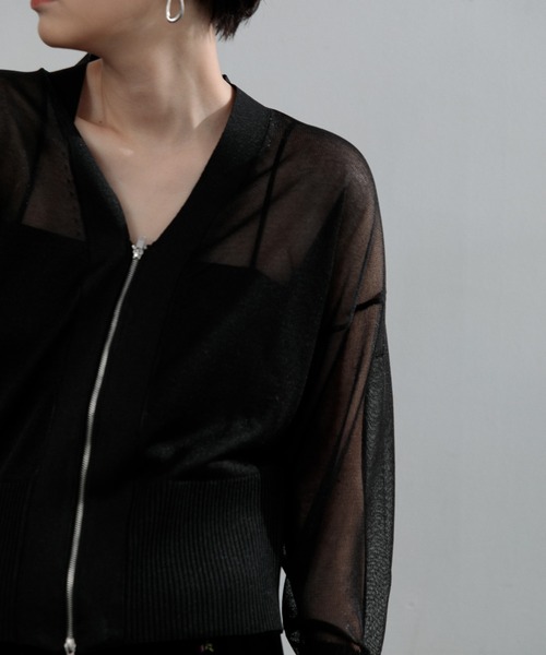 AMERICAN RAG CIE（アメリカンラグシー）の「【ARC】ZIP Vネックカーディガン（カーディガン/ボレロ・レディース・ブラック/イエロー・FREE）」の13枚目の写真