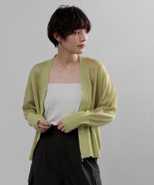 AMERICAN RAG CIE（アメリカンラグシー）の「【ARC】ZIP Vネックカーディガン（カーディガン/ボレロ・レディース・ブラック/イエロー・FREE）」の18枚目の写真