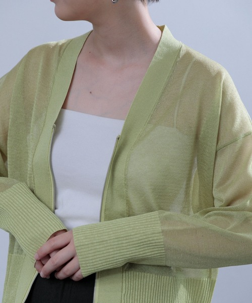 AMERICAN RAG CIE（アメリカンラグシー）の「【ARC】ZIP Vネックカーディガン（カーディガン/ボレロ・レディース・ブラック/イエロー・FREE）」の21枚目の写真