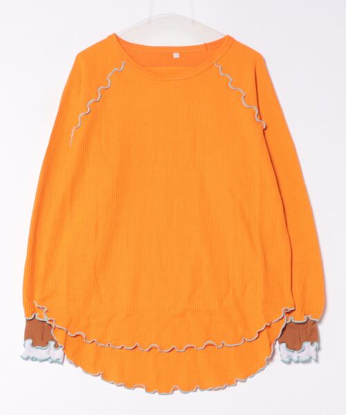 HOGAN RANCH WEAR（ホーガンランチウエア）の「ワッフルメローリブカットソー/おとな（Tシャツ/カットソー・レディース・オレンジ/ブラック/オフホワイト・160cm）」の3枚目の写真