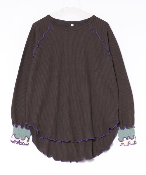 HOGAN RANCH WEAR（ホーガンランチウエア）の「ワッフルメローリブカットソー/おとな（Tシャツ/カットソー・レディース・オレンジ/ブラック/オフホワイト・160cm）」の2枚目の写真