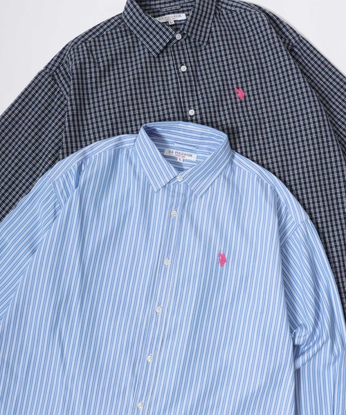 U.S. POLO ASSN.(ユーエスポロアッスン)の「U.S. POLO ASSN./ユーエスポロアッスン オーバーサイズ 無地 ストライプ チェック ロゴ ワンポイント刺繍 レギュラーカラーシャツ/レディース メンズ(シャツ/ブラウス・メンズ・ブルー系その他3/ブルー系その他2/ライトブルー/ブラック/ベージュ系その他/ホワイト系その他/ホワイト/ブラック系その他/ブルー系その他/インディゴブルー・M/LL/L)」の8枚目の写真
