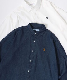 U.S. POLO ASSN./ユーエスポロアッスン オーバーサイズ 無地 ストライプ チェック ロゴ ワンポイント刺繍 レギュラーカラーシャツ/レディース メンズ