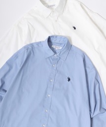 U.S. POLO ASSN./ユーエスポロアッスン オーバーサイズ 無地 ストライプ チェック ロゴ ワンポイント刺繍 レギュラーカラーシャツ/レディース メンズ