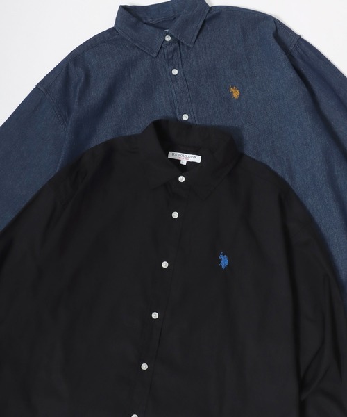 U.S. POLO ASSN.(ユーエスポロアッスン)の「U.S. POLO ASSN./ユーエスポロアッスン オーバーサイズ 無地 ストライプ チェック ロゴ ワンポイント刺繍 レギュラーカラーシャツ/レディース メンズ(シャツ/ブラウス・メンズ・ブルー系その他3/ブルー系その他2/ライトブルー/ブラック/ベージュ系その他/ホワイト系その他/ホワイト/ブラック系その他/ブルー系その他/インディゴブルー・M/LL/L)」の4枚目の写真