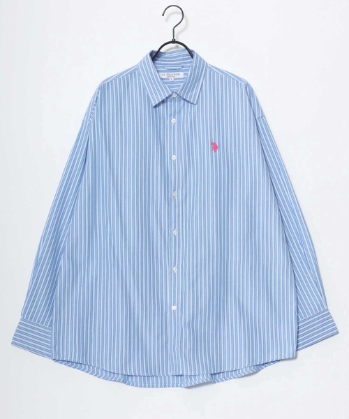 U.S. POLO ASSN.(ユーエスポロアッスン)の「U.S. POLO ASSN./ユーエスポロアッスン オーバーサイズ 無地 ストライプ チェック ロゴ ワンポイント刺繍 レギュラーカラーシャツ/レディース メンズ(シャツ/ブラウス・メンズ・ブルー系その他3/ブルー系その他2/ライトブルー/ブラック/ベージュ系その他/ホワイト系その他/ホワイト/ブラック系その他/ブルー系その他/インディゴブルー・M/LL/L)」の17枚目の写真