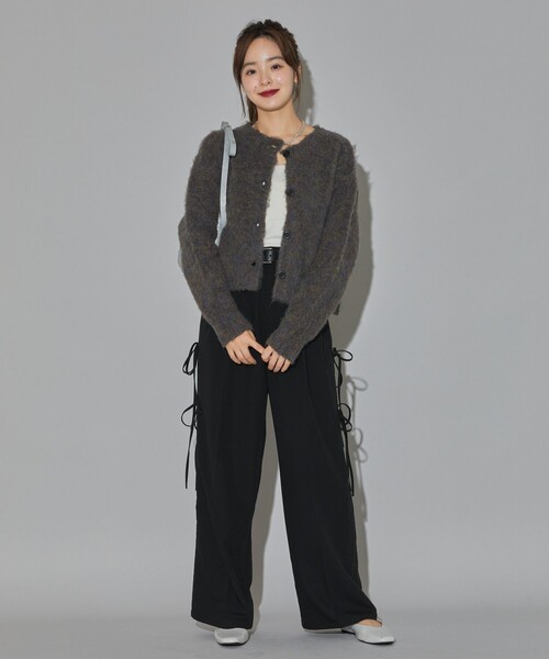 PUBLUX（パブリュクス）の「PUBLUX/パブリュクス モヘア タッチ クルーネックカーディガン　限定展開（カーディガン/ボレロ・レディース・ピンク/ブラウン/ナチュラル/イエロー・ﾌﾘ-）」の9枚目の写真