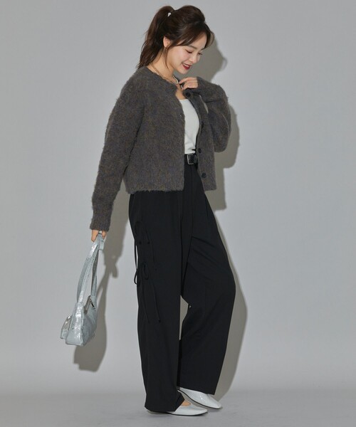 PUBLUX（パブリュクス）の「PUBLUX/パブリュクス モヘア タッチ クルーネックカーディガン　限定展開（カーディガン/ボレロ・レディース・ピンク/ブラウン/ナチュラル/イエロー・ﾌﾘ-）」の10枚目の写真