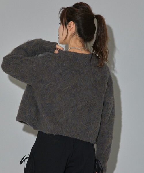 PUBLUX（パブリュクス）の「PUBLUX/パブリュクス モヘア タッチ クルーネックカーディガン　限定展開（カーディガン/ボレロ・レディース・ピンク/ブラウン/ナチュラル/イエロー・ﾌﾘ-）」の12枚目の写真