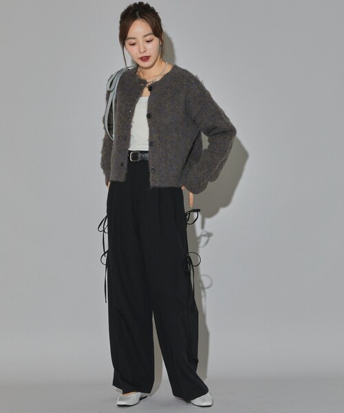 PUBLUX（パブリュクス）の「PUBLUX/パブリュクス モヘア タッチ クルーネックカーディガン　限定展開（カーディガン/ボレロ・レディース・ピンク/ブラウン/ナチュラル/イエロー・ﾌﾘ-）」の15枚目の写真