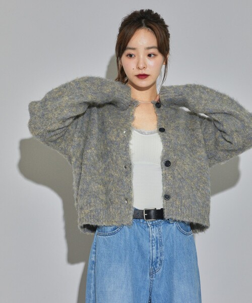 PUBLUX（パブリュクス）の「PUBLUX/パブリュクス モヘア タッチ クルーネックカーディガン　限定展開（カーディガン/ボレロ・レディース・ピンク/ブラウン/ナチュラル/イエロー・ﾌﾘ-）」の18枚目の写真