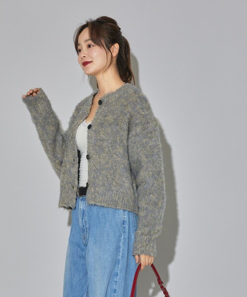 PUBLUX（パブリュクス）の「PUBLUX/パブリュクス モヘア タッチ クルーネックカーディガン　限定展開（カーディガン/ボレロ・レディース・ピンク/ブラウン/ナチュラル/イエロー・ﾌﾘ-）」の21枚目の写真