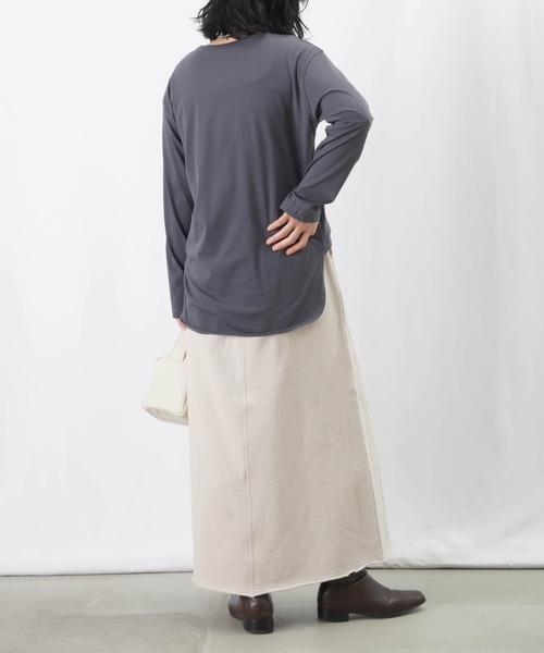 LUCA/LADY LUCK LUCA(ルカ/レディラックルカ)の「LC/LLL バイオ天竺ロゴロンT / ラウンドヘムロゴプリントTee(Tシャツ/カットソー・レディース・ブラウン/チャコールグレー/オフホワイト・FREE)」の14枚目の写真