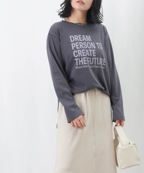 LUCA/LADY LUCK LUCA(ルカ/レディラックルカ)の「LC/LLL バイオ天竺ロゴロンT / ラウンドヘムロゴプリントTee(Tシャツ/カットソー・レディース・ブラウン/チャコールグレー/オフホワイト・FREE)」の15枚目の写真