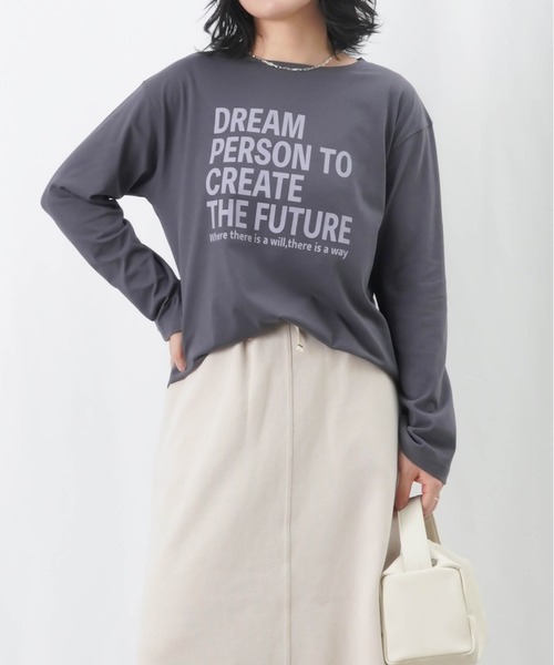 LUCA/LADY LUCK LUCA(ルカ/レディラックルカ)の「LC/LLL バイオ天竺ロゴロンT / ラウンドヘムロゴプリントTee(Tシャツ/カットソー・レディース・ブラウン/チャコールグレー/オフホワイト・FREE)」の11枚目の写真