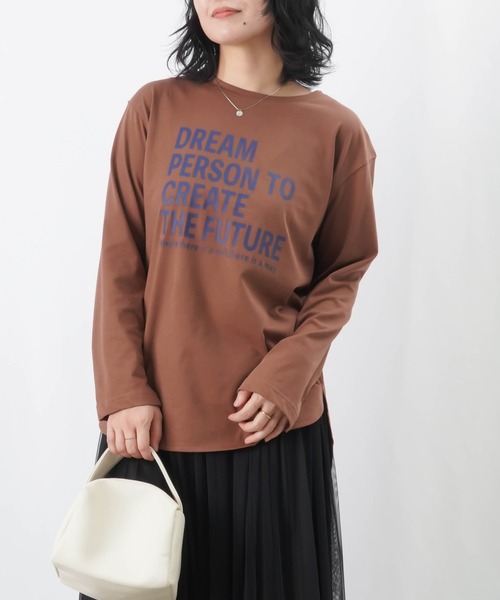 LUCA/LADY LUCK LUCA(ルカ/レディラックルカ)の「LC/LLL バイオ天竺ロゴロンT / ラウンドヘムロゴプリントTee(Tシャツ/カットソー・レディース・ブラウン/チャコールグレー/オフホワイト・FREE)」の18枚目の写真