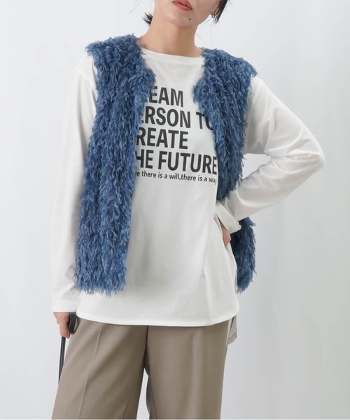 LUCA/LADY LUCK LUCA(ルカ/レディラックルカ)の「LC/LLL バイオ天竺ロゴロンT / ラウンドヘムロゴプリントTee(Tシャツ/カットソー・レディース・ブラウン/チャコールグレー/オフホワイト・FREE)」の8枚目の写真