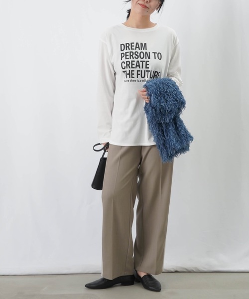 LUCA/LADY LUCK LUCA(ルカ/レディラックルカ)の「LC/LLL バイオ天竺ロゴロンT / ラウンドヘムロゴプリントTee(Tシャツ/カットソー・レディース・ブラウン/チャコールグレー/オフホワイト・FREE)」の7枚目の写真
