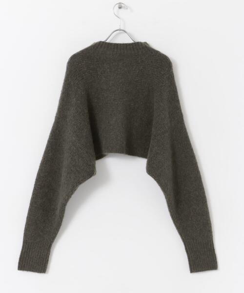 FORK&SPOON（フォークアンドスプーン）の「FORK&SPOON　アルパカ混クロップドニット（ニット/セーター・レディース・グレー/ダークブラウン・1）」の11枚目の写真