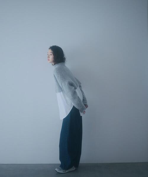 FORK&SPOON（フォークアンドスプーン）の「FORK&SPOON　アルパカ混クロップドニット（ニット/セーター・レディース・グレー/ダークブラウン・1）」の15枚目の写真