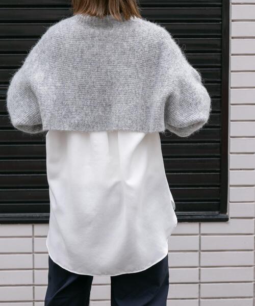 FORK&SPOON（フォークアンドスプーン）の「FORK&SPOON　アルパカ混クロップドニット（ニット/セーター・レディース・グレー/ダークブラウン・1）」の19枚目の写真