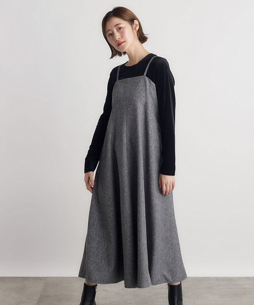 grove(グローブ)の「◆ツイーディフレアキャミワンピース(ワンピース・レディース・ダークグレー/サンドベージュ/ブラック・02/03/01/04/05)」の4枚目の写真