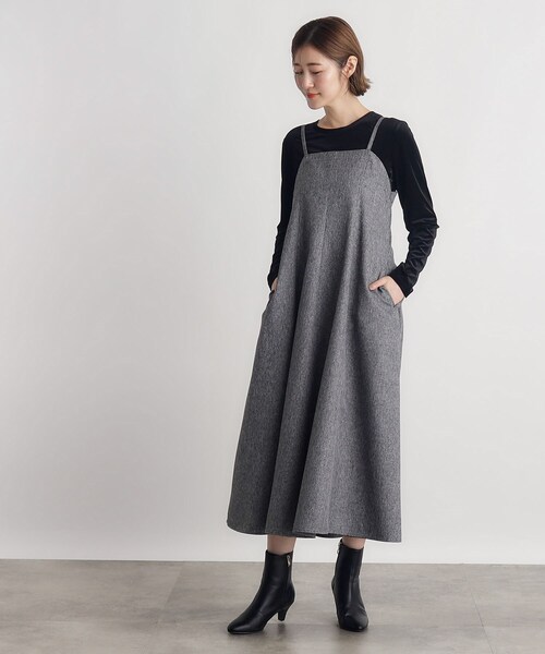 grove(グローブ)の「◆ツイーディフレアキャミワンピース(ワンピース・レディース・ダークグレー/サンドベージュ/ブラック・02/03/01/04/05)」の6枚目の写真