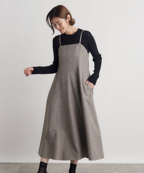 grove(グローブ)の「◆ツイーディフレアキャミワンピース(ワンピース・レディース・ダークグレー/サンドベージュ/ブラック・02/03/01/04/05)」の12枚目の写真