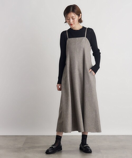 grove(グローブ)の「◆ツイーディフレアキャミワンピース(ワンピース・レディース・ダークグレー/サンドベージュ/ブラック・02/03/01/04/05)」の14枚目の写真