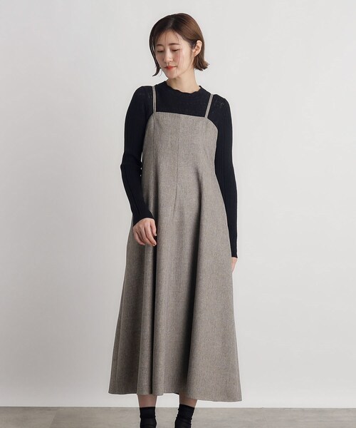 grove(グローブ)の「◆ツイーディフレアキャミワンピース(ワンピース・レディース・ダークグレー/サンドベージュ/ブラック・02/03/01/04/05)」の16枚目の写真