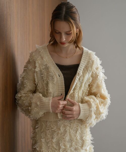 RETRO GIRL（レトロガール）の「【セットアップ対応】フリンジカーデ（カーディガン/ボレロ・レディース・ブラウン/ブラック/ナチュラル・FREE）」の4枚目の写真
