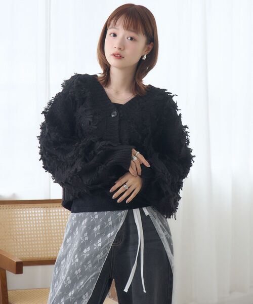 RETRO GIRL（レトロガール）の「【セットアップ対応】フリンジカーデ（カーディガン/ボレロ・レディース・ブラウン/ブラック/ナチュラル・FREE）」の16枚目の写真