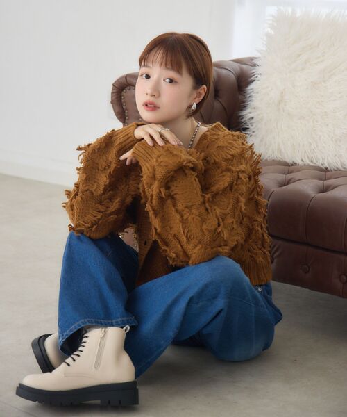 RETRO GIRL（レトロガール）の「【セットアップ対応】フリンジカーデ（カーディガン/ボレロ・レディース・ブラウン/ブラック/ナチュラル・FREE）」の22枚目の写真