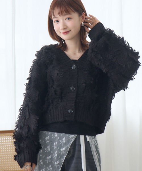 RETRO GIRL（レトロガール）の「【セットアップ対応】フリンジカーデ（カーディガン/ボレロ・レディース・ブラウン/ブラック/ナチュラル・FREE）」の2枚目の写真