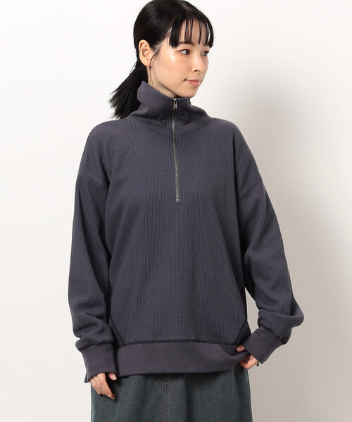 新品 PWCIRCULUS Mサイズ やわらかワッフル生地 ハーフジップポロ