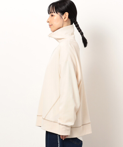 ONIGIRI（オニギリ）の「ワッフル　ハーフジップ　プルオーバー（Tシャツ/カットソー・レディース・アイボリー/チャコール/マスタード・FREE）」の7枚目の写真