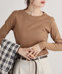 リブクルーネック長袖Tシャツ