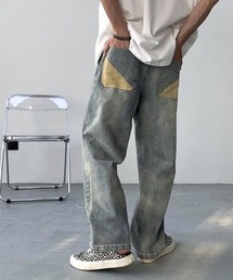 COMON＋（コモンプラス）の「ハーフコーデュロイバックポケット ゆったりシルエットメンズデニムパンツ（デニムパンツ）」