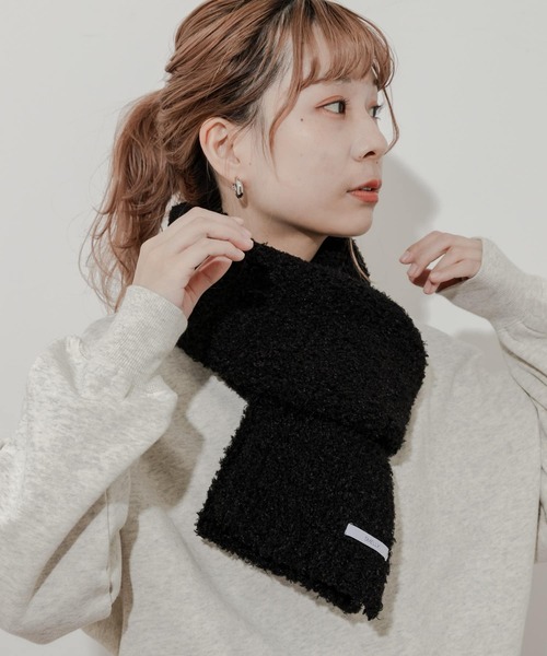 SMELLY（スメリー）の「ボアニットマフラー（マフラー・レディース・グレー/アイボリー/ブラック・-）」の2枚目の写真