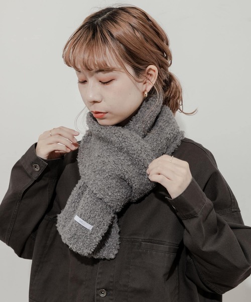 SMELLY（スメリー）の「ボアニットマフラー（マフラー・レディース・グレー/アイボリー/ブラック・-）」の10枚目の写真