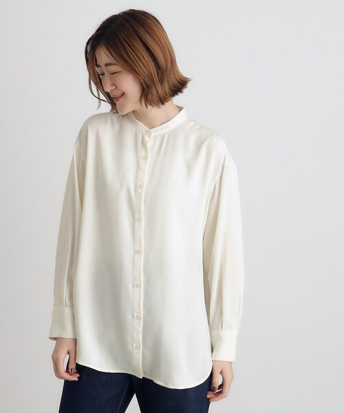 grove（グローブ）の「◇とろみバンドカラーシャツブラウス（シャツ 