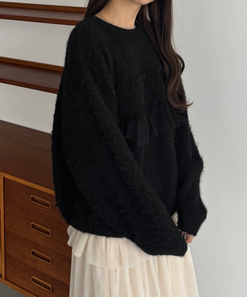 callautia（カラウティア）の「チュールシャギーニット（ニット/セーター・レディース・グレー/アイボリー/ブラック・LARGE/MEDIUM）」の10枚目の写真